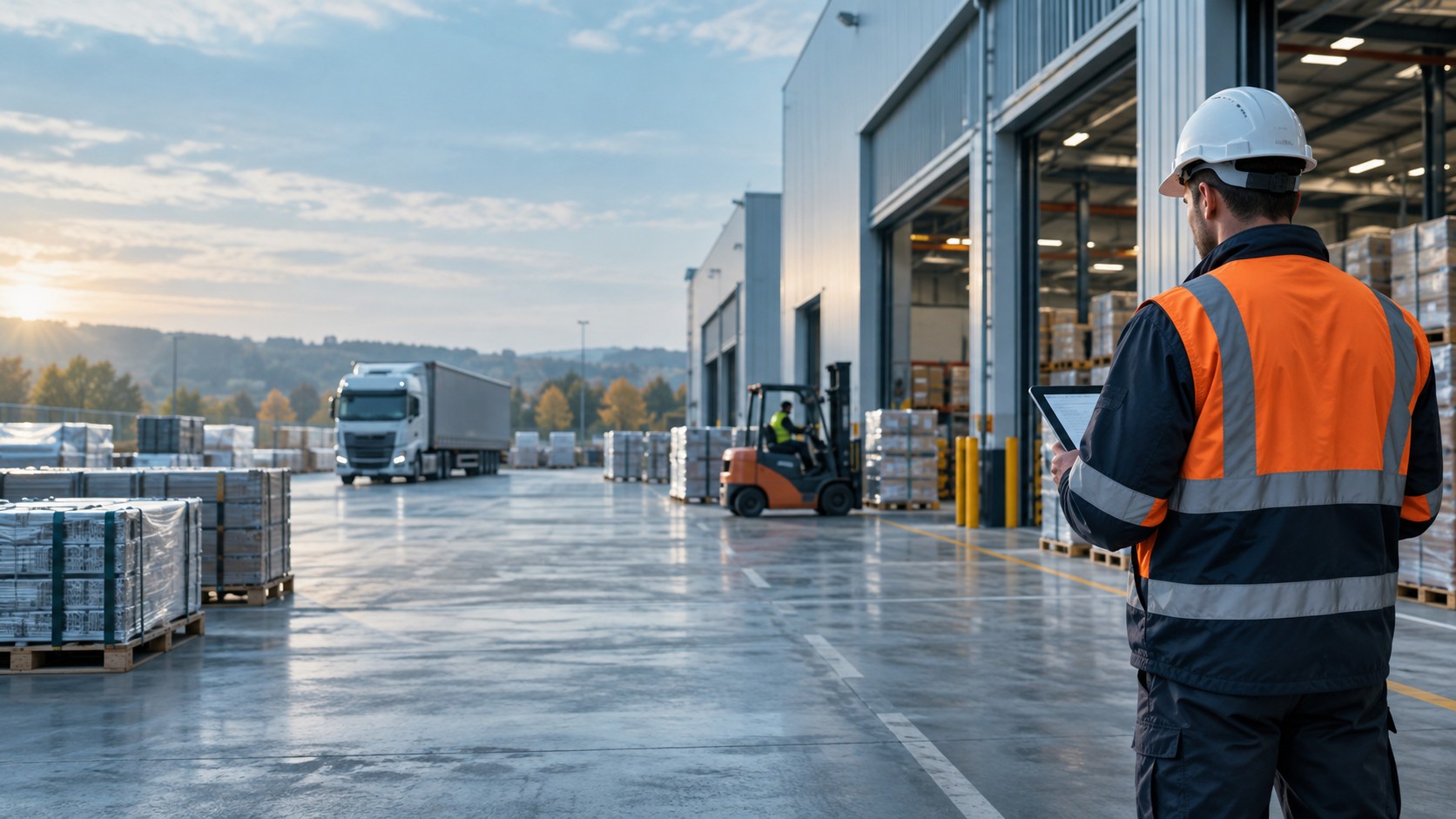 Logistics professional managing supplier shipments at a distribution facility